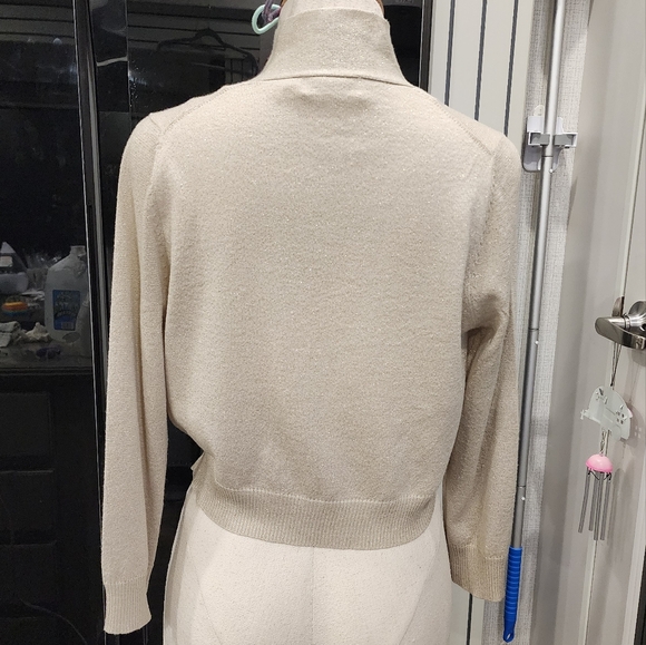 NWT'S CALVIN KLEIN Elegant Cream (SPARKLES) Open-Front Cardigan - Picture 4 of 7